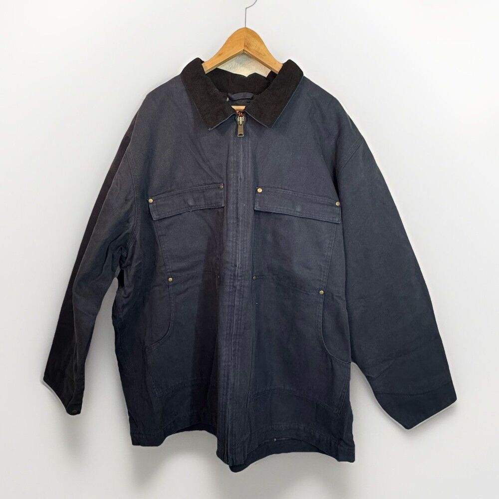 Cornerstone Chore Coat 4X Men Blue Work Jacket Heavy Canvas Zip Rugged Outdoor